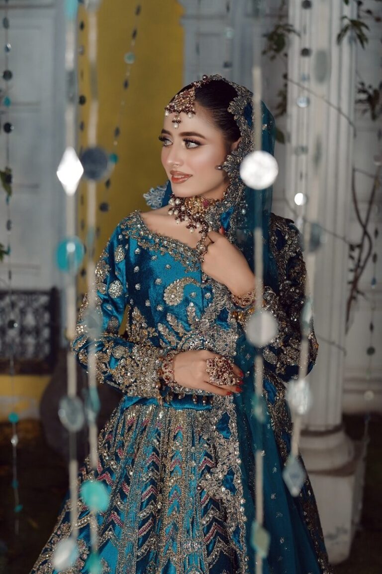 A beautiful woman in a traditional wedding dress.